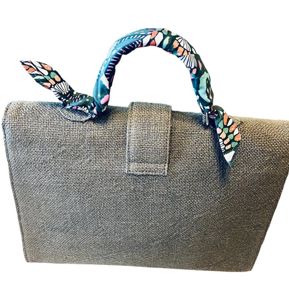 DLD Beach Jute Ville Bandana Olive Tote Top Handle Crossbody Bag - Picture 2 of 7